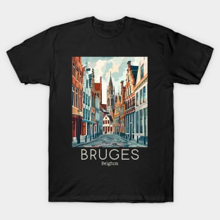 A Vintage Travel Illustration of Bruges - Belgium T-Shirt